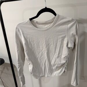 lululemon athletica Cream Ribbed Long Sleeve Tee